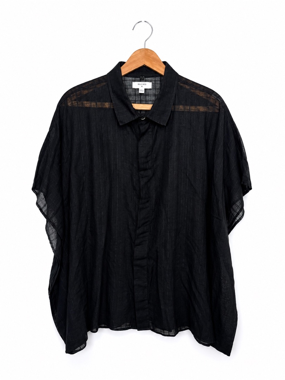 Billy Reid Black Sheer Oversized Dolman Blouse Made in Portugal M